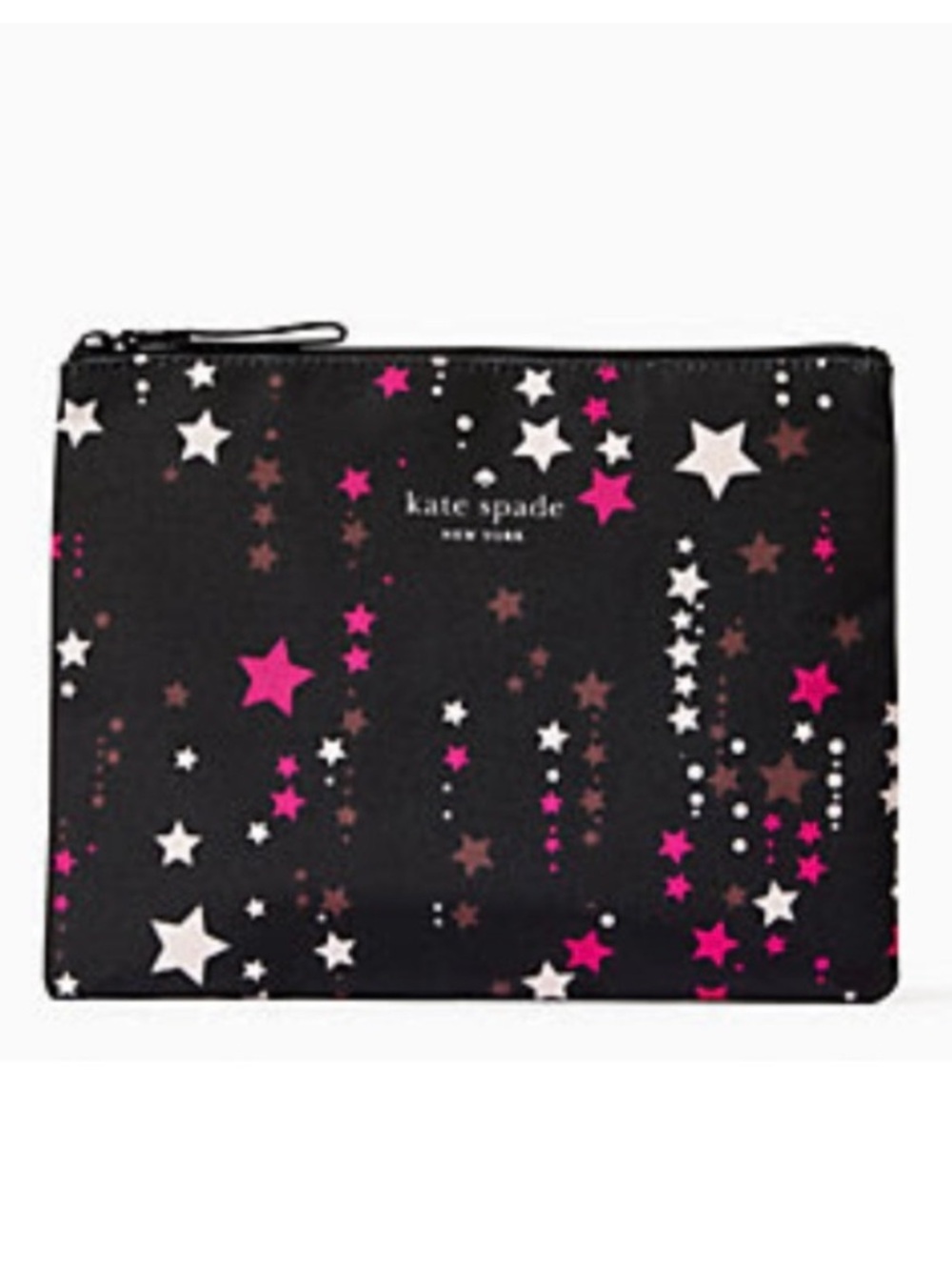 KATE SPADE Canvas Star Zip Top Pouch Makeup Bag